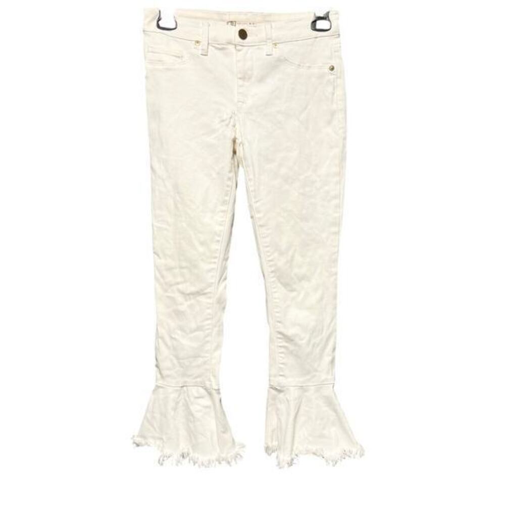CHELSEA VIOLET White skinny bell bottom denim jeans hippy grunge boho  sz 27